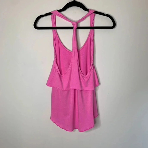 Aritzia Wilfred Tank Top Pink Cotton Knotted tie Racerback tiered ruffle Size XS - Picture 16 of 16